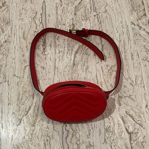 Red Quilted Belt Bag / Waist Purse